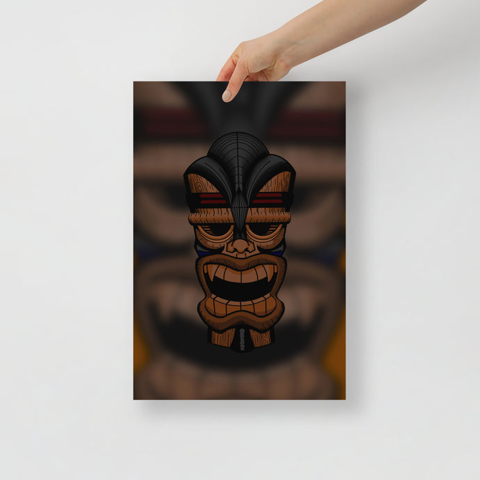 A 12 by 18 inch poster of a tiki. Also available as a graphic t-shirt.
