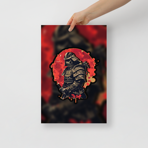 A 12 by 18 inch poster showing a samurai. Also available as a graphic t-shirt.