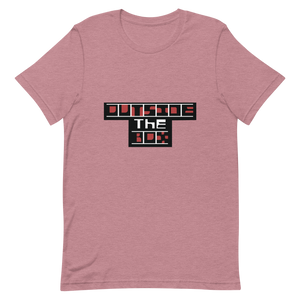 A graphic t-shirt that says outside the box.